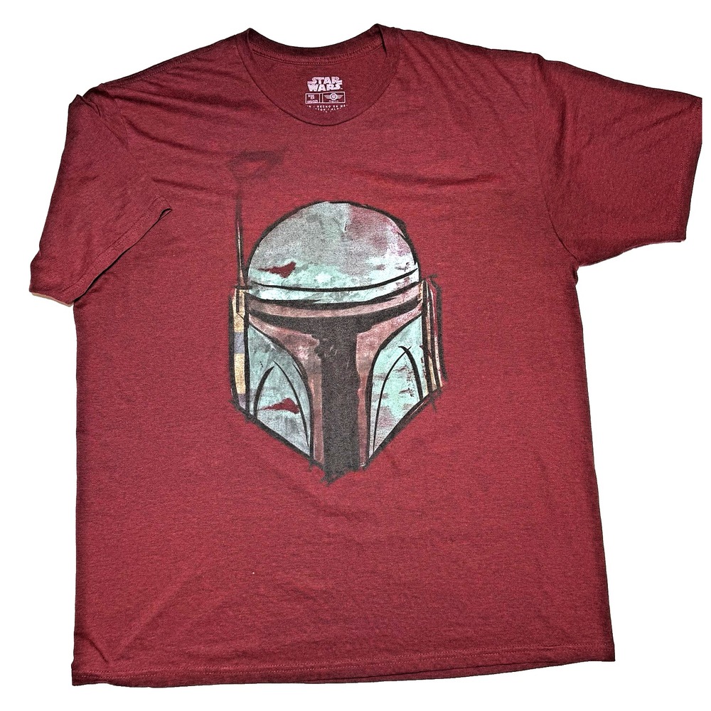 Star Wars‎ Mens 2XL Red Mad Engine Licensed  Boba Fett Tee Mandalorian T-shirt